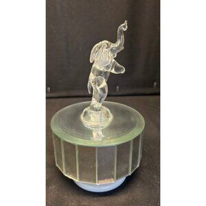 Vintage Revolving Blown Glass Mirrored Elephant Music Box Taiwan